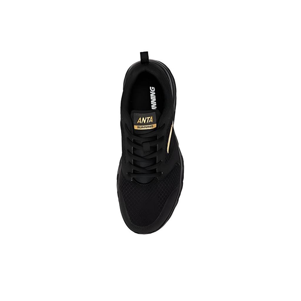 Anta Running Series Fabric Shock Absorption Non-Slip Wear-Resistant Breathable Low-Top Running Shoes Men Sneakers Black Gold 91915581-9