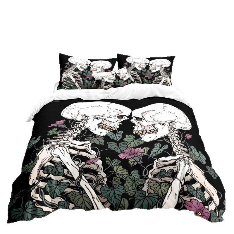Skull Series 3D Digital Printing Three-Piece Bedding Kit Bed Sheet Quilt Cover