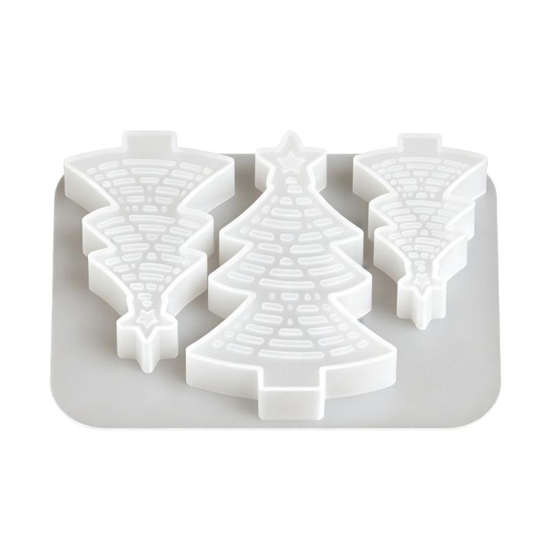 3-Cavity Holiday Tree Shape Casting Mould for Scented Candle Casting, Soap Making Decorative Gypsum Figures