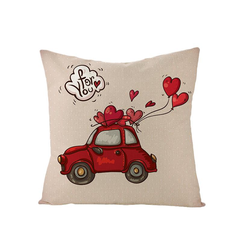 Valentine's Day Pillowcase Floral Series Square Polyester Pillowcase Home Cushion Cover