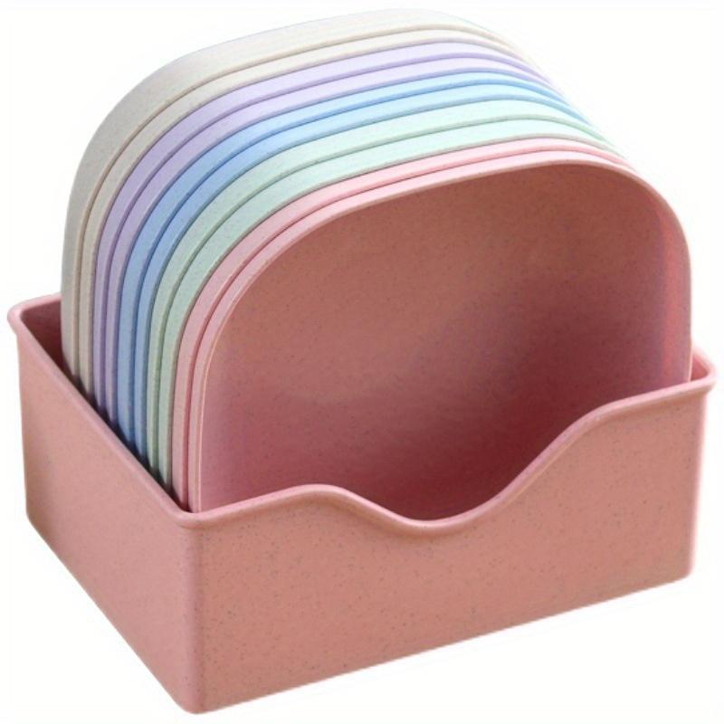 Household wheat straw bone spitting plate with base, fruit dining table, garbage square, deepened plastic plate Kitchen Tools