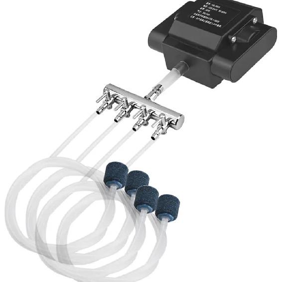 Joyzan Air Splitter Flow Control Valve, Aquarium Flow Gang Lever Pump Distributor 4 Way Stainless Steel Fish Tank Manifolds Multi Port T Shaped Line