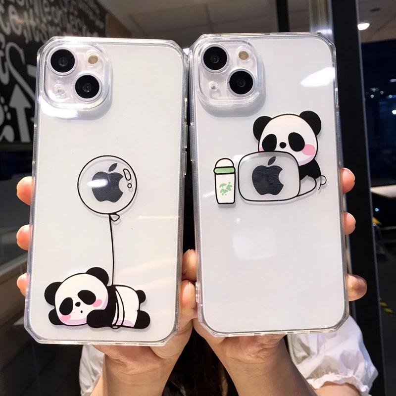 

Чехол для телефона для iPhone 13 12 11 Pro Max X XR XS Max 7 8 Plus, милый креативный чехол с изображением панды, мягкий противоударный чехол из ТПУ для iPhone 13