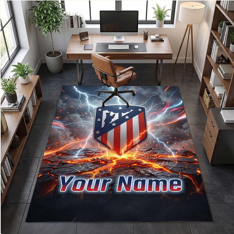 Crystal Velvet Rug Atletico Madrid Print Custom Name Text Floor Mat Home Decor