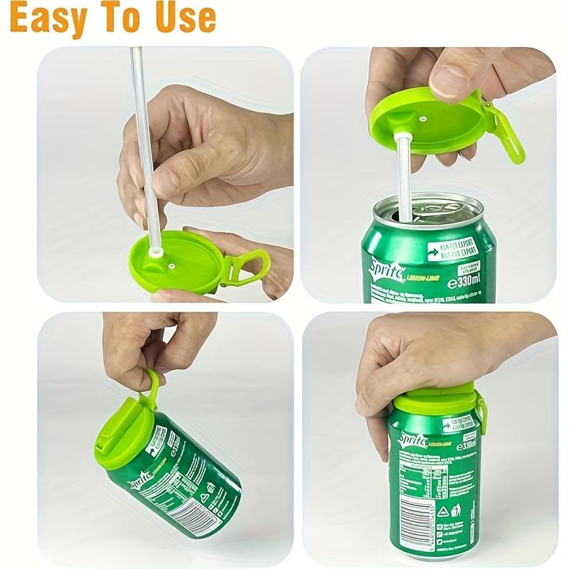 4PCS Reusable Soft Drink Can Lid, Four Colors, Can Be Used for Beverages, Juices and Soft Drinks, and Comes with a Straw