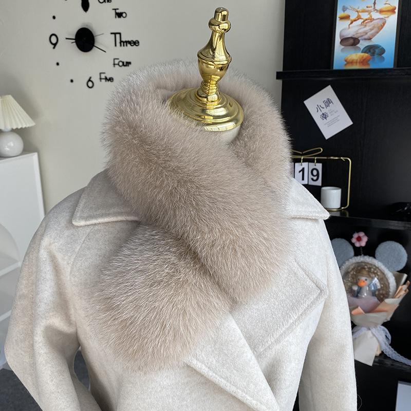 

Шарф из меха лисы премиум-класса Зимний с двухсторонним мехом Шарф из меха плюша Воротник из натурального меха Детский стиль Шарф 70cm хаки