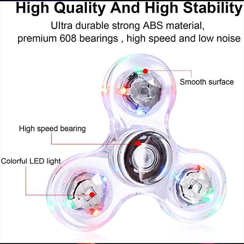 LED Light Fidget Spinner Luminous Finger Stress Relief Toys Hand Top Spinners Glow In Dark Light Birthday Christmas Gift