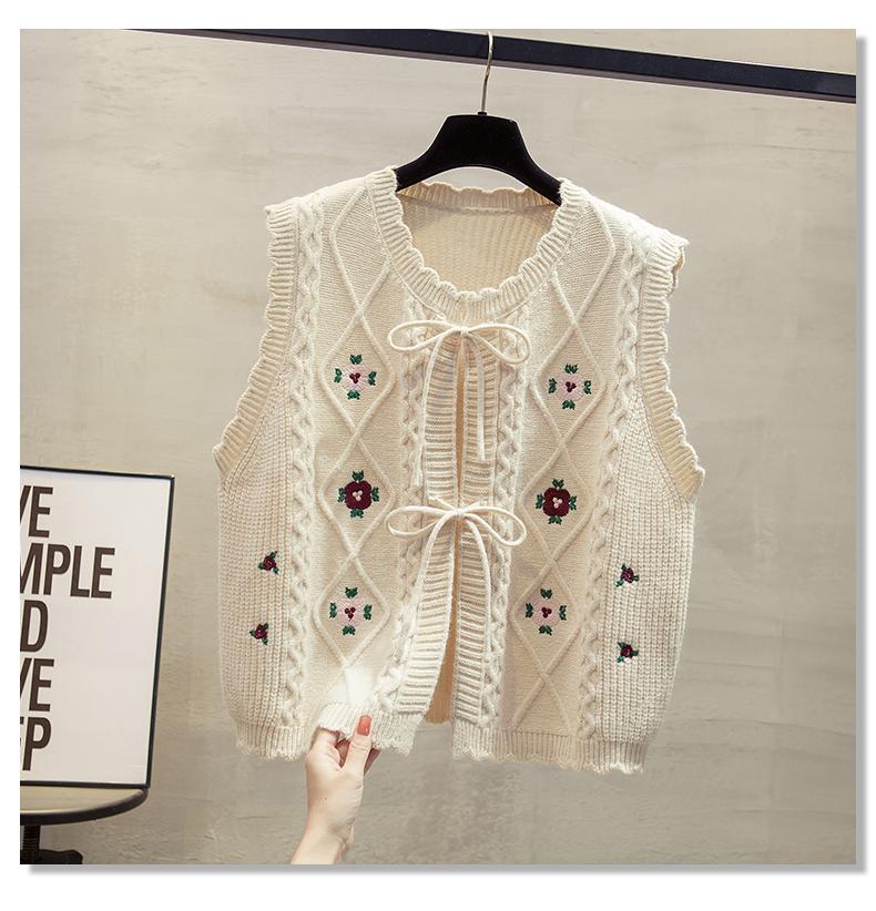

Women s Knitted Cardigan Vest round Neck Open Front Spring Autumn New Style Outerwear Trendy Sweater Shoulder Pad One size светло-бежевый