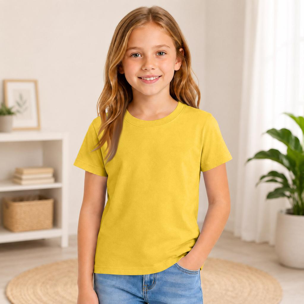 Kids Color Short Sleeve Round Neck T-Shirt for Everyday Casual Wear