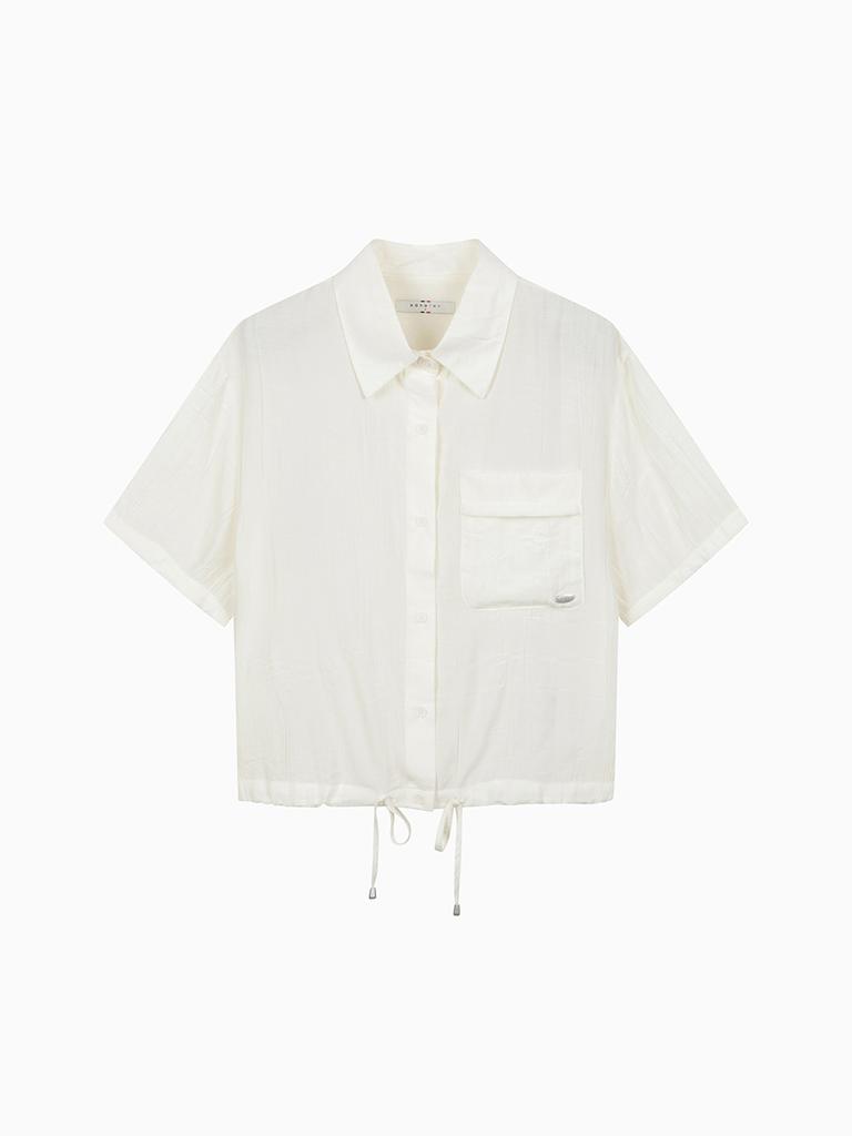 HANGTEN Women'S Seersucker String Short Sleeve Shirt_002(10570-120-404-68)