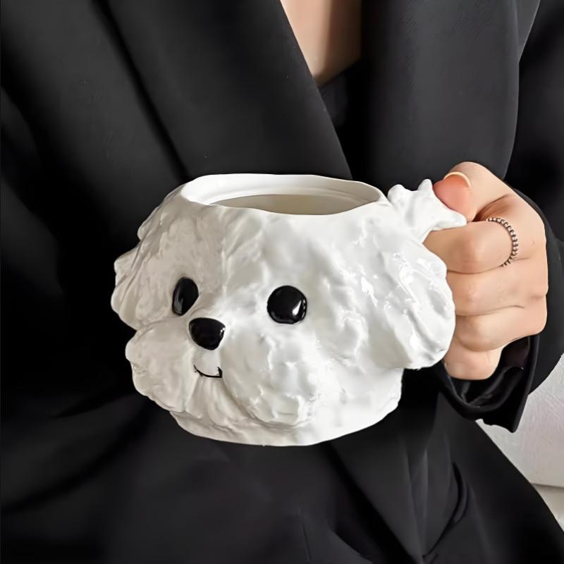 Niedliche Teddy-Hund-förmige Tasse Keramiktasse mit Untertasse Esstisch Kaffeetasse Milchtee-Becher Nachmittagstee-Teetasse Fruchtsaftbehälter