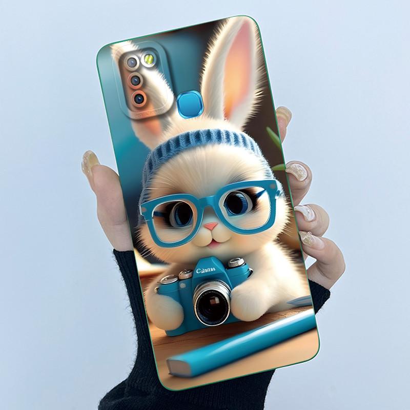 For Infinix Hot 10 Lite Smart 5 Hot 11 G37 10S 10T 10i Case Lovely Cartoon Cat Liquid Silicone Soft Shockproof Back Cover Capa