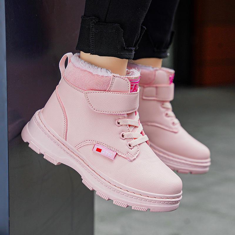 2025 Winter Girls' and Boys' Warm Cotton Martin Boots - Soft Sole, Trendy, for Primary School Students.