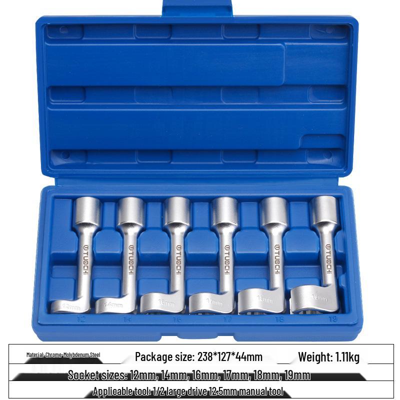 Diesel Injector Pipe Removal Wrench Tool 6-piece Set (Socket Open Oil Pipe L-type)