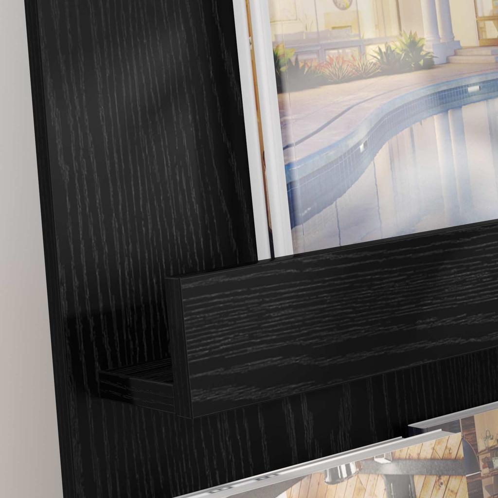 Magazine Rack with Shelf Black Oak Effect 43 x 11 x 102 cm