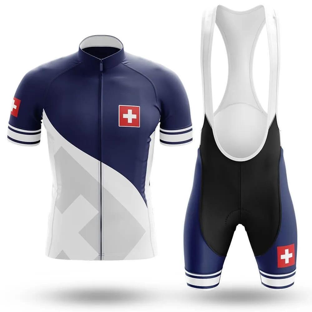 Set Maglia da Ciclismo Rossa Svizzera per Uomo, Tuta Sportiva Degradé per Mountain Bike, Abbigliamento Sportivo Estivo, 2026