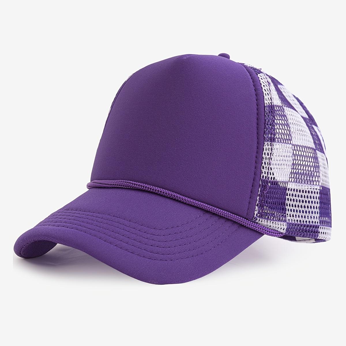 

Mesh trendy versatile two-tone plaid trucker hat casual lightweight breathable outdoor baseball cap Adjustable