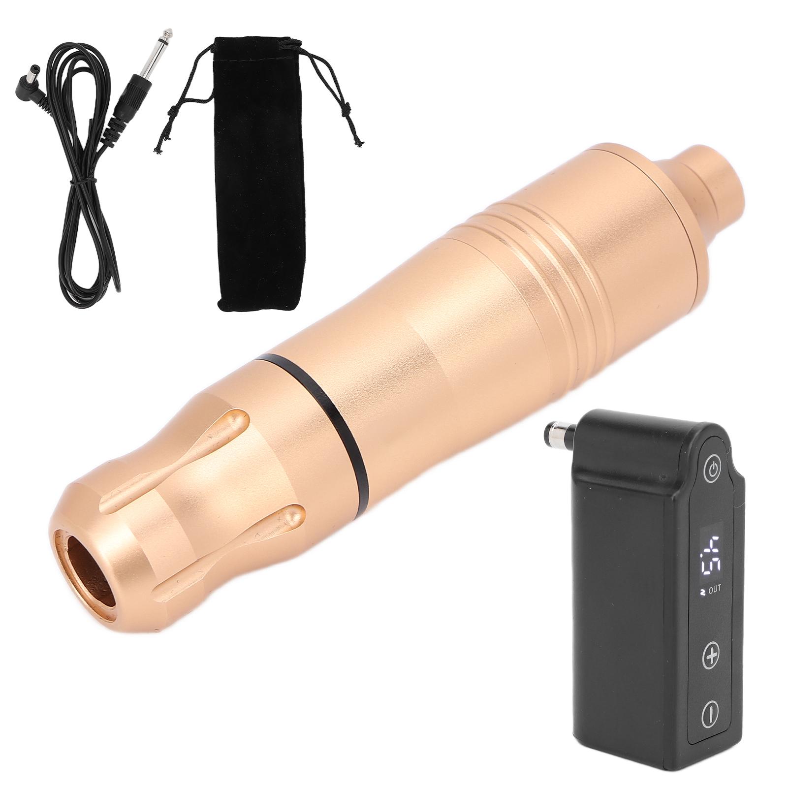 

Комплект машинки для татуировки Профессиональный регулируемый беспроводной источник питания Алюминиевый сплав Мотор Ручка для татуировки Красный золотой