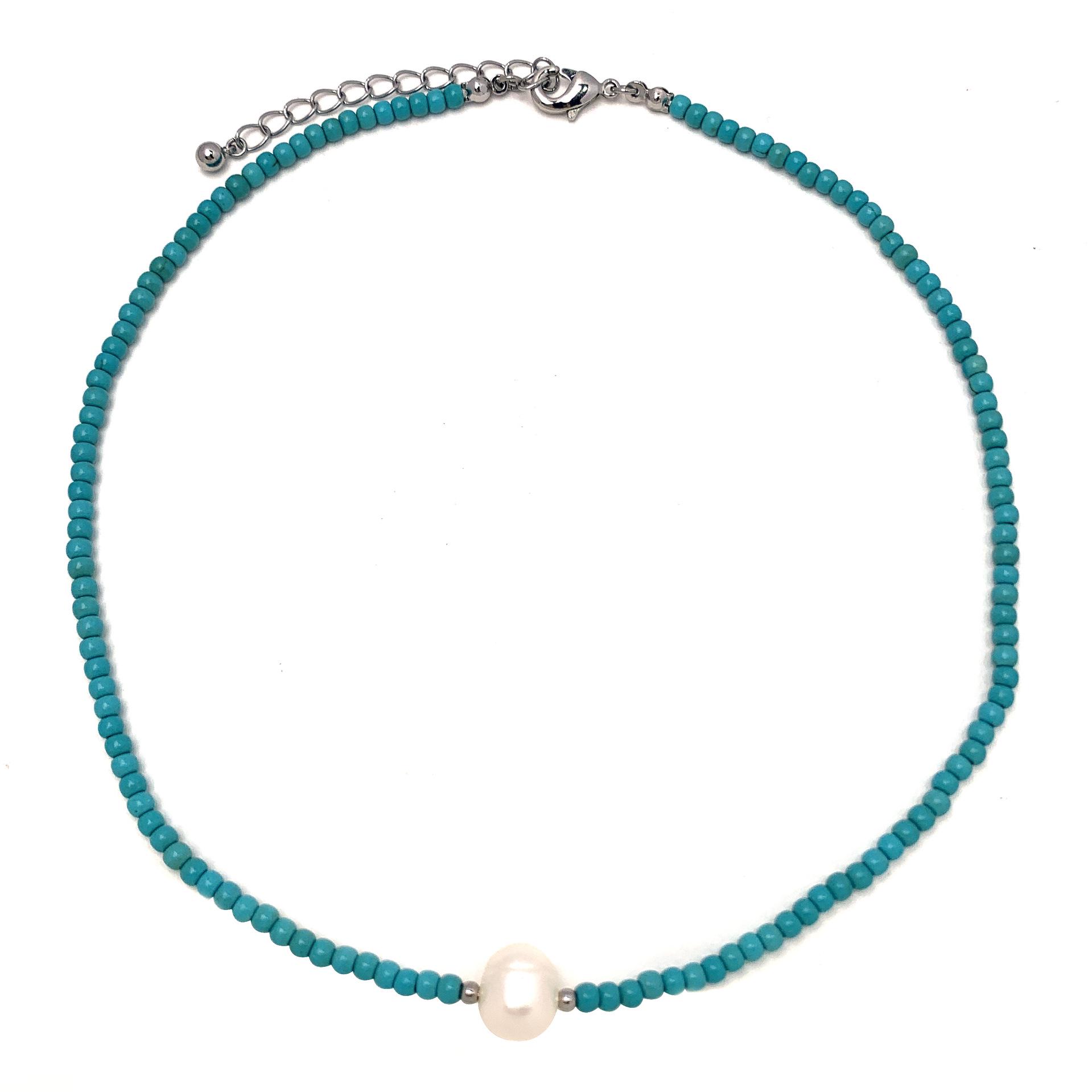 

Женское бисерное колье из бирюзы и жемчуга - Элегантный и универсальный роскошный стиль