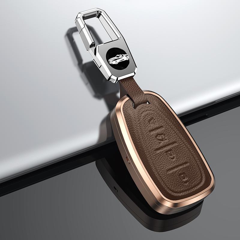 Aluminum Alloy With Leather Car Key Cover Case Bag For Chevrolet Camaro Malibu Traverse Blazer Equinox 2019 Cruze XL8