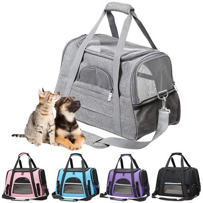 Outdoor Portable Pet Travel Carrier Bag Puppies Breathable Foldable Soft Bag Sided with Zippers Plane Trains Transport Pet Bag
