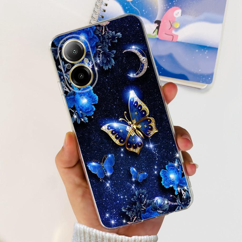 Weiche TPU-Stoßstange Hüllen für Realme C67 4G RMX3890 Rückabdeckung Dünnes Klares Silikon Handyhülle Damen Mode Malerei Funda C 67 4G