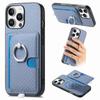 For iPhone 16 Pro Case Ring Kickstand Leather Back Cover with Magnetic Detachable Card Holder