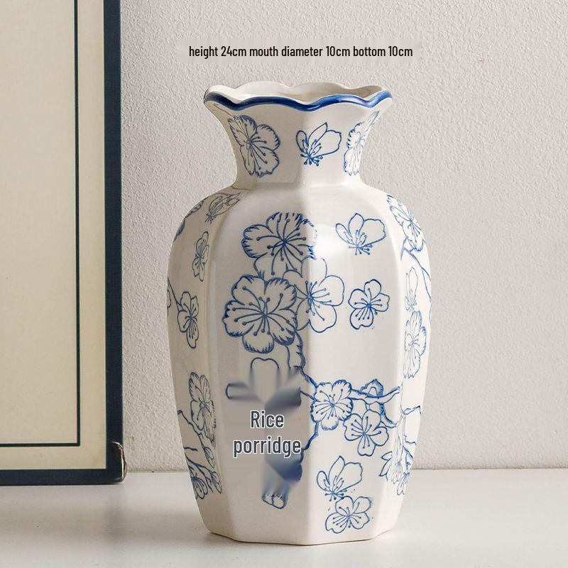 Chinese Blue & White Porcelain Retro Vase for Home Decor and Fresh Flower Arrangements