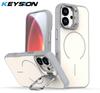 KEYSION Matte Skin Feel Lens Stand Phone Case for Magsafe for iPhone 17 Pro Max Magnetic Wireless Charging Shockproof Back Cover