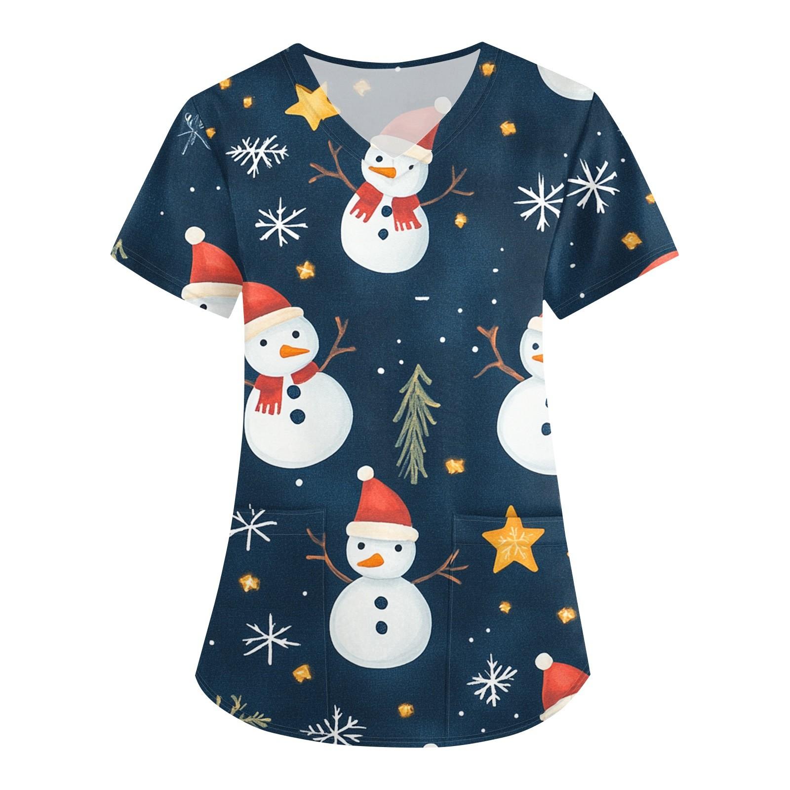 

Женский модный комбинезон с короткими рукавами и V-образным вырезом, с карманами и рождественским принтом XXL