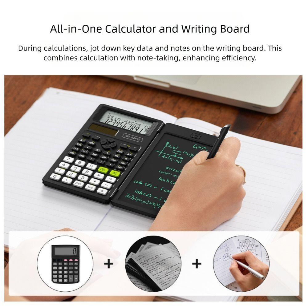 2-In-1 Foldable Writing Tablet Math Calculator 82MS 240 Function Accounting Calculator Office