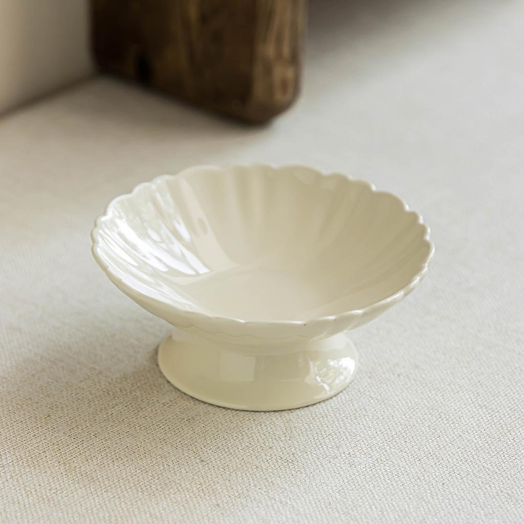 Dessert Bowl Light Luxury Tall Bowl Household Ceramic Bowl Restaurant Delicate Tableware Dim Sum Bowl Ice Cream Fruit Bowl