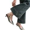 Gold Silver High Heel Pointed Toe Women Slingback Shoes Woman Elegant Summer French Style Back Empty Single Pumps