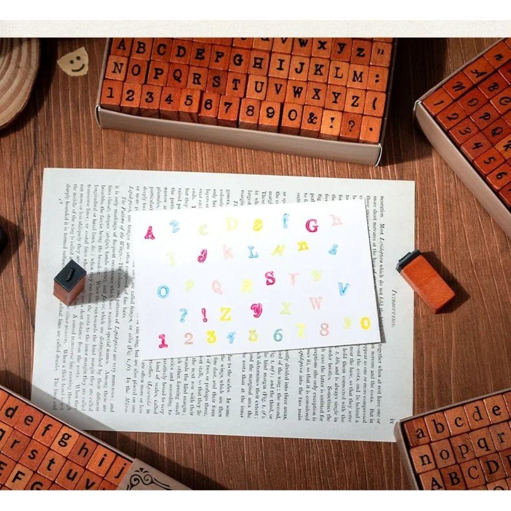 70 Pcs New Wooden Handle Wooden Rubber Stamp Set Standard Size Crafting Number Stamp Set Rubber Stamp Durable DIY Stamp Set