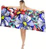 1PC Towel Blue Vintage Flower Drawing Art for Family Friend Quick-Dry Beach Towel For Yoga Tourism Beach GYM Camping Swimming