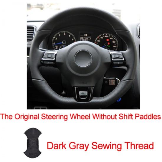 HuiER Hand Sewing Car Steering Wheel Cover Red Marker For Volkswagen Golf 6 GTI MK6 VW Polo GTI Scirocco R Passat CC R-Line