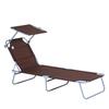 Chaise Longue - MUVOE - Pliable Avec Protection Solaire - Métal - Marron - 187x58x36 Cm