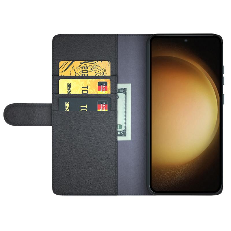 For Samsung Galaxy S24+ Case Genuine Split Leather Phone Cover with Wallet Stand