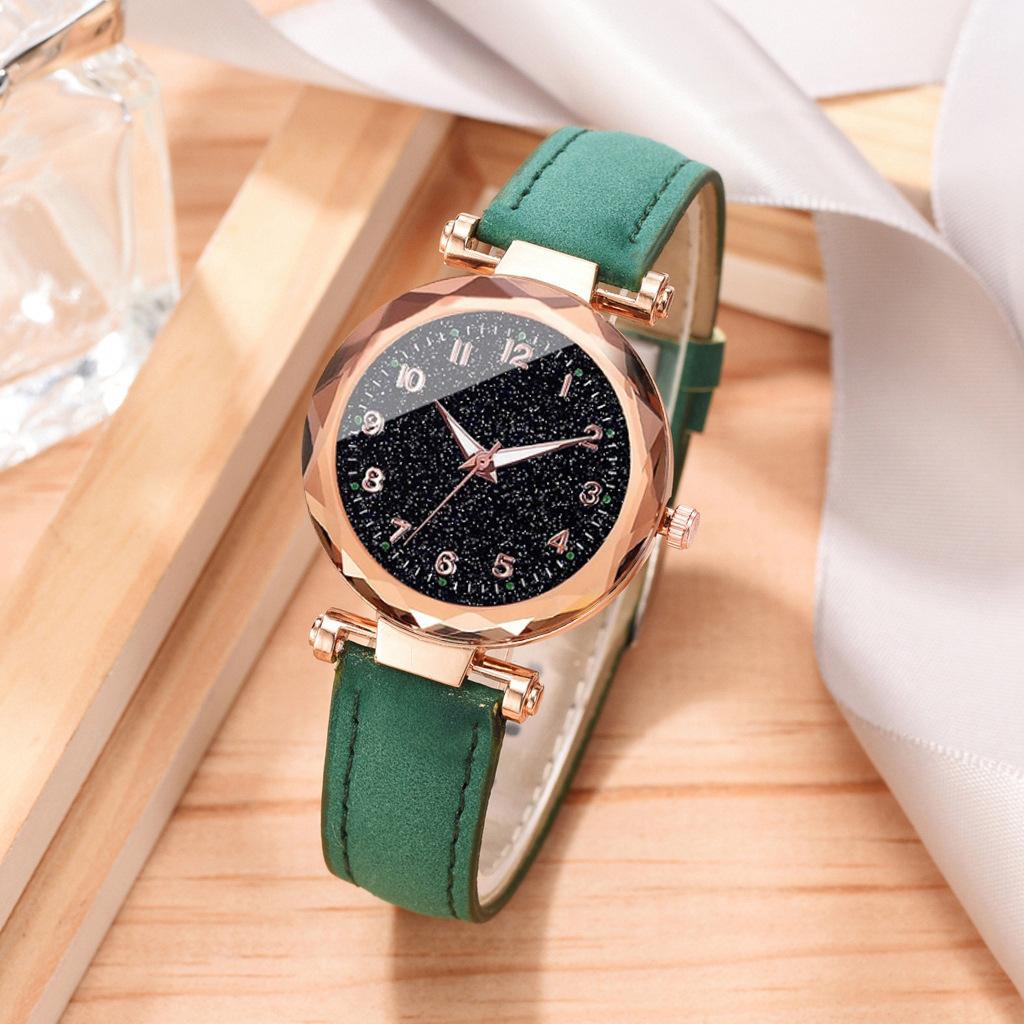 Alloy Shell Non-Plastic Shell Fashion Trend Women'S Casual Simple Belt Watch Quartz Watch Bracelet Set