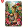 2D Flat Creative Gardening Birds Retro Metal Tin Sign, Gym Cafe Garage Iron Painting, Restaurant Home Forest Garden Wall Indoor and Outdoor Retro Deco