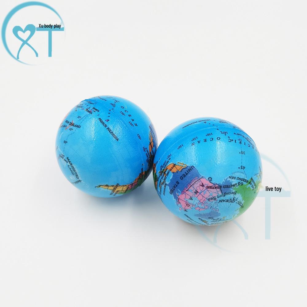 76mm PU Foam Globe Decompression Toy Ball for Kids