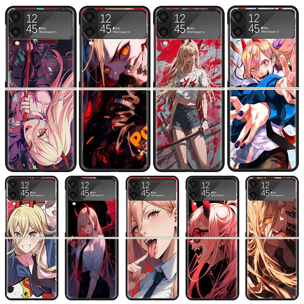 C-Chainsaw Mans Power Phone Case For Samsung Galaxy Z Flip3 Flip4 Flip5 Flip6 Flip7 For Z Flip 7 6 5 4 3 5G Hard Folding Cover G