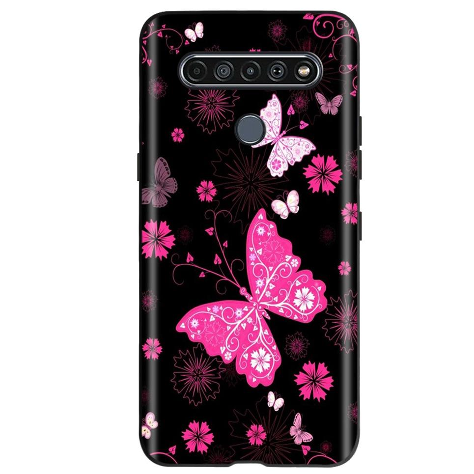 Black TPU Cover For LG K61 2020 CaseCute Cat Pattern Coque For LG K61K 61 LGK61 Luxury Matte Shockproof Protection Etui Bumper