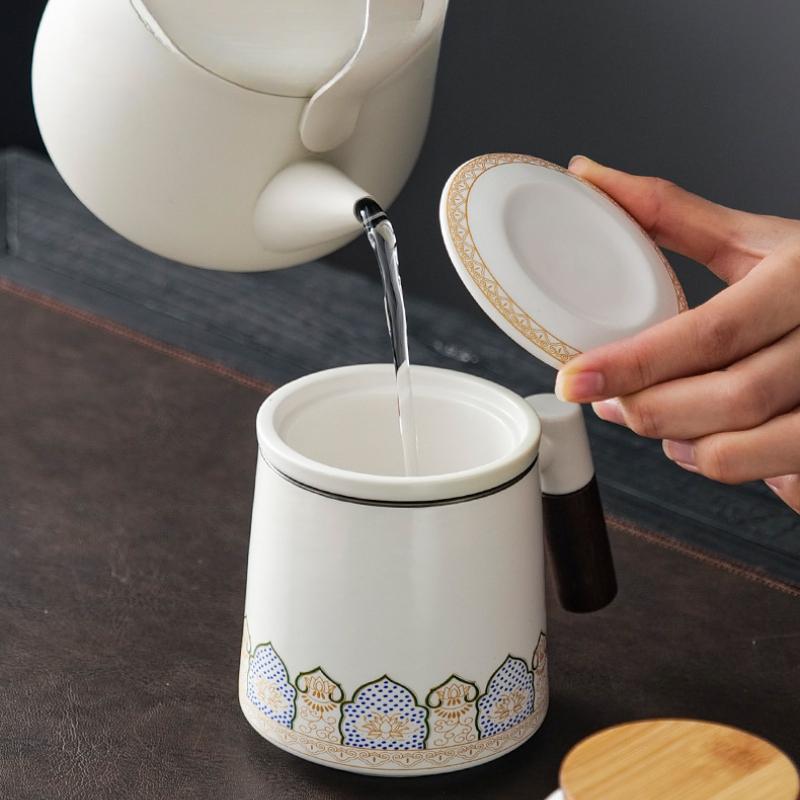 350ml Thermostatic Ceramic Mug, Teacup Tea Separation Cup, Gift Box Ceramic Tea Sets Water Cup, 1 set