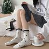 Female Spring and Autumn All Tie Bowknot Wave Dot Lace Fold Wear In The Tube Pile Pile Cotton Socks