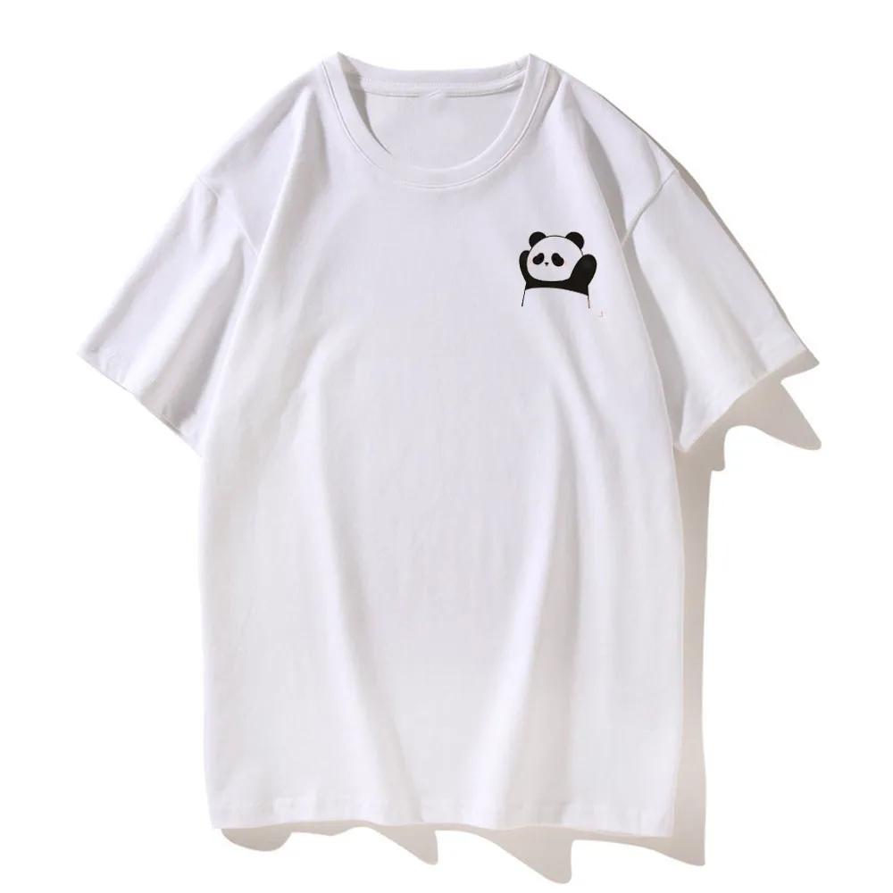 Interesting Cartoon Surrender Panda Print Matching Men Women T-shirt Casual Short Sleeve Tshirt for Couple Clothes