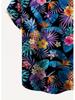 Plus Size Men's Top, Casual Short Sleeve Apparel, Men's Tropical Floral Print Short Sleeve Shirt - Vibrant Hawaiian Style, Casual Button Chest Pocket,