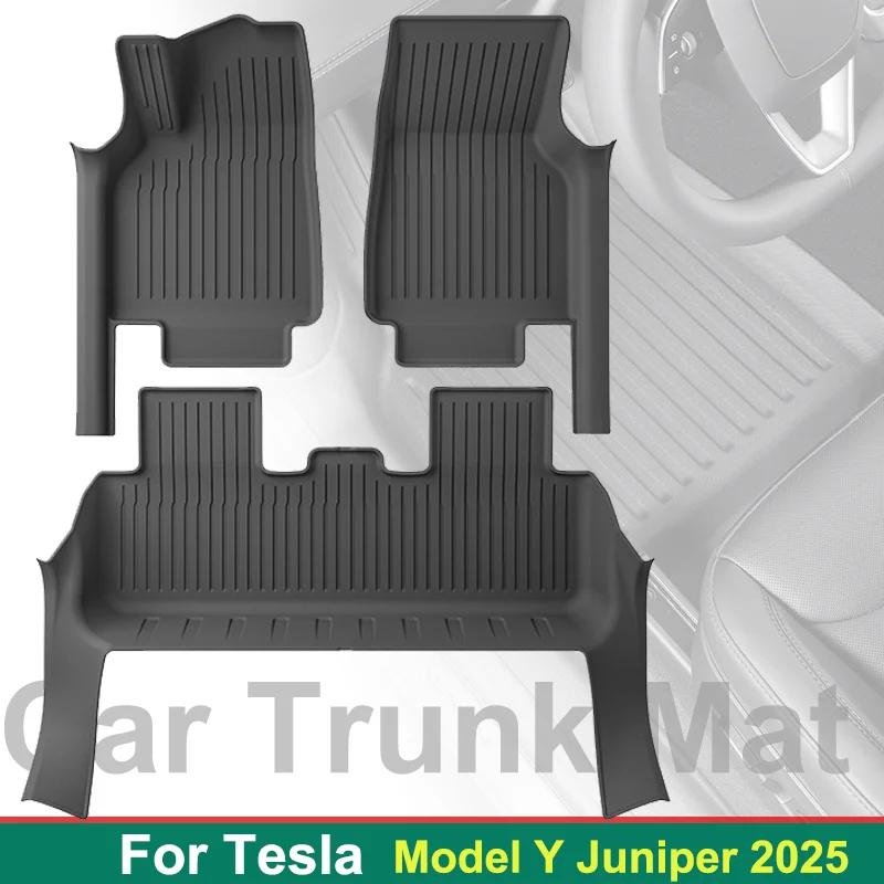 Car Trunk Mat Luggage Mat TPE Waterproof Anti-Slip Set Floor Liner Mat for Tesla Model Y Juniper 2025 Model 3 Highland 2025
