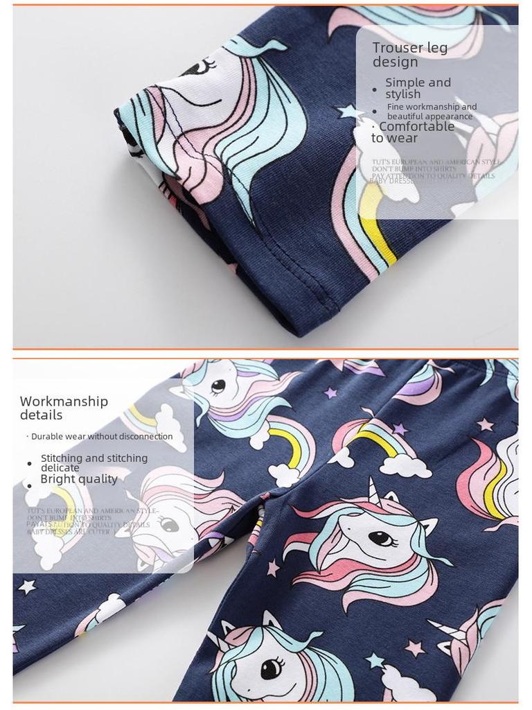 Girls' Autumn Pure Cotton Leggings: Anti-Mosquito Pants for Small and Medium-Sized Children