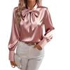 2025 Satin Bow Long Sleeve Women's Blouse – Autumn Collection